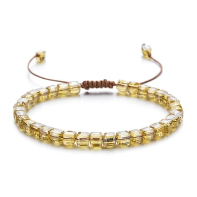 Sorprese armband - Ibiza Beads - armband dames - vierkante kralen - geel - verstelbaar - cadeau - Model S - Cadeau