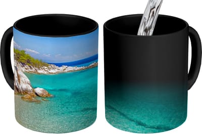 Magische Mok - Foto op Warmte Mokken - Koffiemok - Zee - Strand - Zomer - Magic Mok - Beker - 350 ML - Theemok