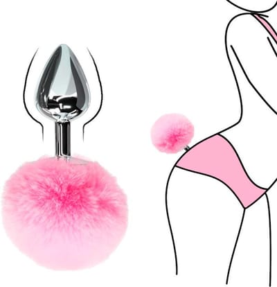 Jumada's - Speelse Sex Speeltjes - Nieuw Tijdperk - Konijnenstaart - Butt Plug - Fluffy - Zilver Roze