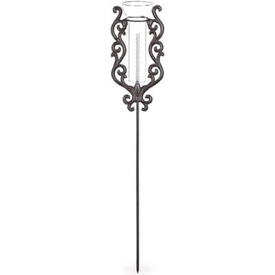 regenmeter vintage met grondpen - 12 cm - glas - metaal - tuin