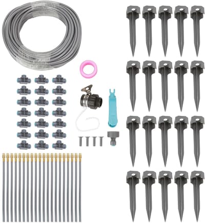 Druppelirrigatie Kit - Vernevelingssysteem Tuin - Planten Bewateren - Aanpasbare Sproeiers - 25 meter - Zwart