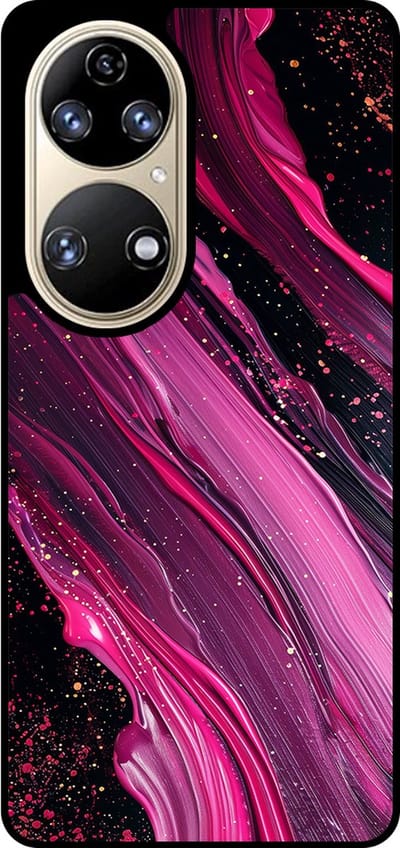 Smartphonica Telefoonhoesje Geschikt voor Huawei P50 met marmer opdruk - TPU backcover case marble design - Paars Roze geschikt voor Huawei P50
