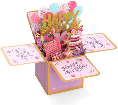 Dailygoods - GeeRic Wenskaart verjaardag, 3D pop-up-verjaardagskaart met enveloppe, 3D Happy Birthday,mooie wenskaart voor vrienden, ouders, geliefden, kinderen, jongeren