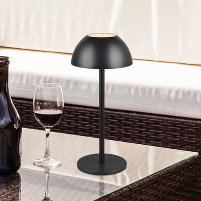 REALITY RICARDO - Tafellamp - Zwart mat - incl. 1x SMD 1,7 W - 4-stappen TOUCH - USB-aansluiting - Verlichting omhoog en omlaag - Accuvoeding - Buitenverlichting - IP54