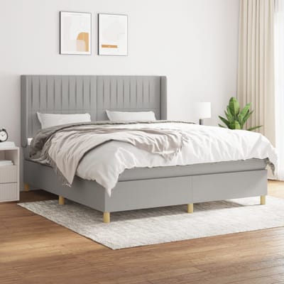 vidaXL - Boxspring - met - matras - stof - lichtgrijs - 160x200 - cm