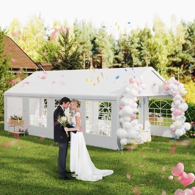 Partytent - Tuintent Evenemententent - Feesten Organiseren - Waterdicht PE-zeil - 4x8 meter - Wit