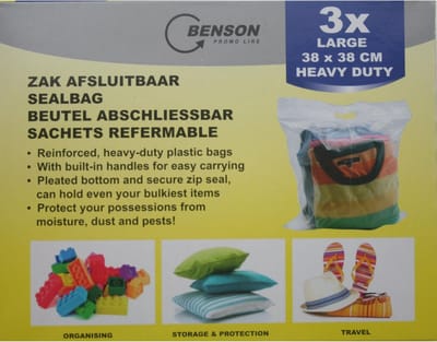 Huishoud zak afsluitbaar 3 Stuks Large (38 x 38 cm)