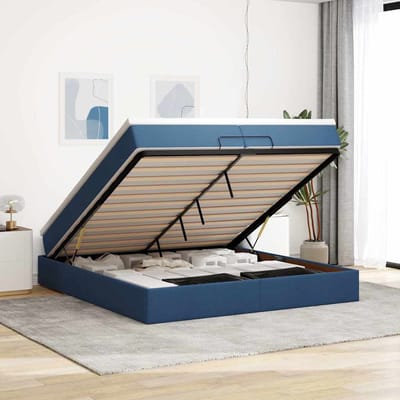 vidaXL - Ottoman - bed - met - matrassen - 200x200cm - stof - blauw