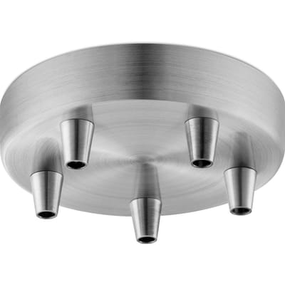 Home Sweet Home - Plafondkap Geborsteld staal - 12/12/4.5cm - 5 lichts Planfondkap - Ronde plafondrozet - metaal - inclusief aansluit box en