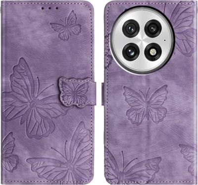 Coverup Hoesje - Geschikt voor OnePlus 13 Hoesje - Coverup Vlinders Book Case - Paars