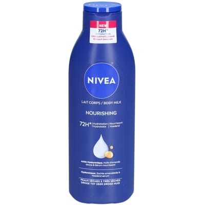 NIVEA Verzorgende Body Milk - met Hyaluronzuur Zachte Amandel Olie en Voedend serum - Body Melk met 72 Uur Hydratatie - Voor Droge tot Zeer Droge Huid - 250 ml