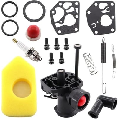 GELLDG Onderhouds- en afstelset voor grasmaaier – Carburateurkit met luchtfilter – Geschikt voor Briggs & Stratton 499809 498809A 494406 795477 795469 794147 699660 – Kunststof – Complete set onderdelen voor motoronderhoud