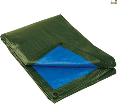 Afdekzeil Waterdicht - Beschermhoes Tuin - Bescherming Buiten - Versterkte Rand - 4 x 5 meter - Groen Blauw