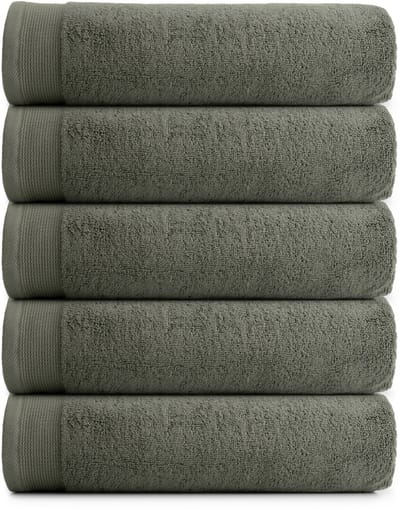 RELAKZ - Gastendoekjes - Oil Green - 33x55 cm – 100% Katoen – 700 GSM – Luxe Hotelkwaliteit – Extra Dik & Zacht – Set van 7