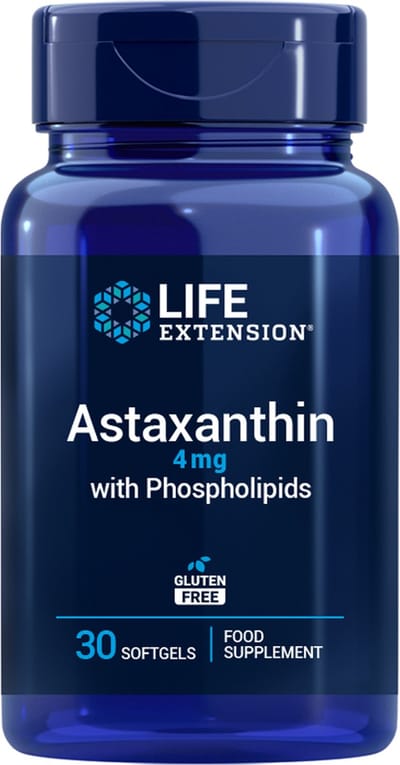 Life Extension - Astaxanthine - 4 mg - 30 Softgel Capsules - Essentieel Fosfolipide - Voedingssupplementen