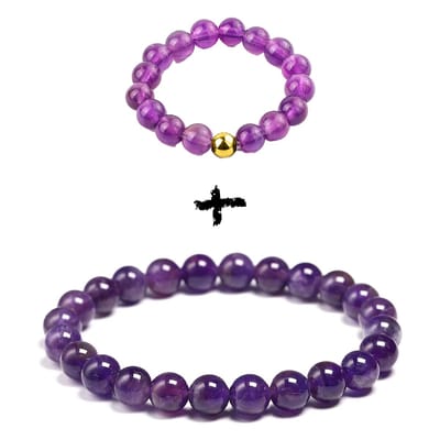 Bixorp Gems Edelstenen Sieraden Set Amethist - Armband + Ring