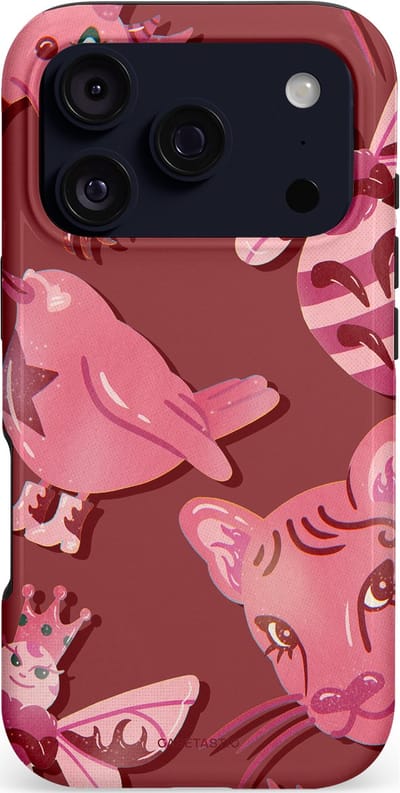 Casetastic hoesje geschikt voor Apple iPhone 17 Pro - MagSafe - Dubbellaagse bescherming - Luxe dieren - Fashion Case - Bordeaux Lichtroze