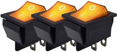ProRide Wipschakelaar ON-OFF KCD4-202 - 2 Polig - 250V/16A - 30x22mm - Oranje met controlelampje - 3 stuks