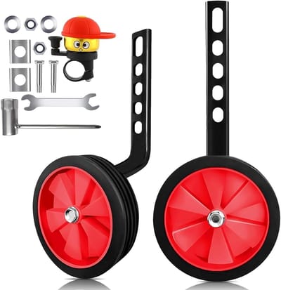 Fiets Steunwielen - Hulpwielen Fiets - Fiets Leren - Universeel Verstelbaar - 1 Paar - Rood