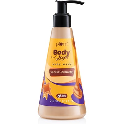 Plum BodyLovin' Vanilla Caramello Douchegel | Romige Douchegel Zonder SLS voor Vrouwen | Heerlijke Karamelgeur voor Zachte & Gladde Huid | Met Aloë beige