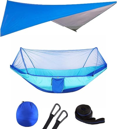 Hangmat Tent Set - Kampeeruitrusting Luifel - Buiten Ontspannen - Automatische Pop-Up - 250 x 120 cm - Oranje