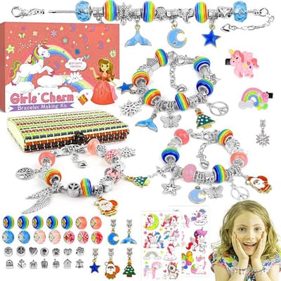 Eenhoorncadeaus voor meisjes, kinderspeelgoed - speelgoed, knutselen voor kinderen van 7 8 9 10 jaar oud, sieradenset voor het maken van armbanden voor kinderen, geschikt als Kerst- en verjaardagscadeaus, adventskalender-kousvullers voor kinderen