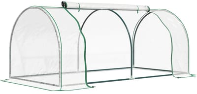 Foliekas - Broeikas met Folie - Tunnelkas met Deur - Kas - Koude Bak - Kweektunnel - Kweekkas - Kastunnel - Groentekas - Plantenhuis - Plantenteelt - Plant- en Oppotruimte - 200 x 100 x 80 cm - Stalen Frame - Groen