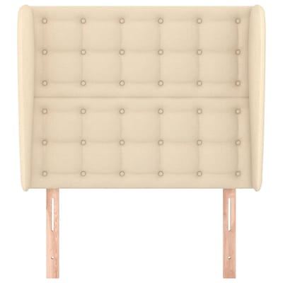vidaXL - Hoofdbord - met - randen - 83x23x118/128 - cm - stof - crèmekleurig