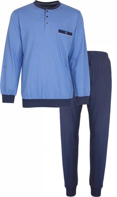 Paul Hopkins Heren Pyjama - Witte Stippen - Licht Blauw - Maat S