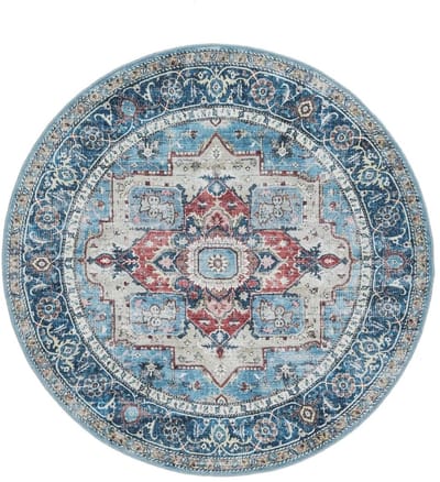 Dailygoods- Vloerkleed Rond Ø 120 cm - Laagpolig - Oosterse - Woonkamer/Slaapkamer - Machinewas - Hoogwaardige synthetische vezels - Tapijt