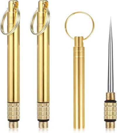 3 Stuks Titanium Tandenstokers - Herbruikbare Metalen Tandenstokers Met Draagbare Houder - Gouden Sleutelhanger Tandenstokerhouder Voor Thuis En Buiten