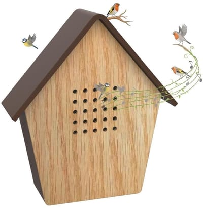 SNJY® Vogelhuisje met Geluid - Vogelgeluiden Huisje voor op Toilet - Vogelgeluiden Huisje met Sensor - 9 Melodieën - Lichtbruin