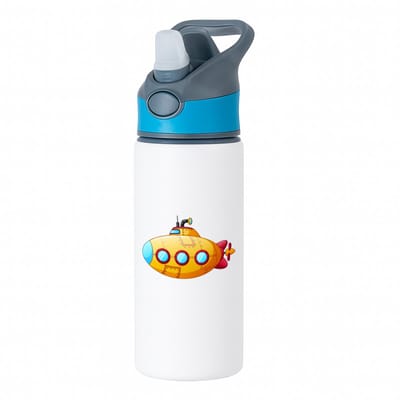 Hacebo® - Onderzeeër waterfles met rietje blauw - Boten - schippers - Boot - varen - diepzeeboot - water fles - 650ML