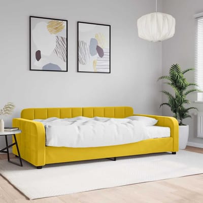 vidaXL - Slaapbank - met - matras - 100x200 - cm - fluweel - geel