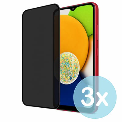 Privacy Screenprotector Geschikt voor Samsung Galaxy A03 – Anti-Gluren – Krasbestendig Gehard Glas 9H – Volledige Dekking – 3-Pack – FuturiQ