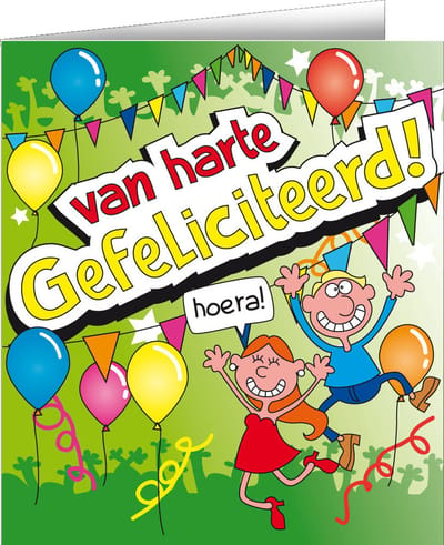 Wenskaarten - Van harte gefeliciteerd cartoon