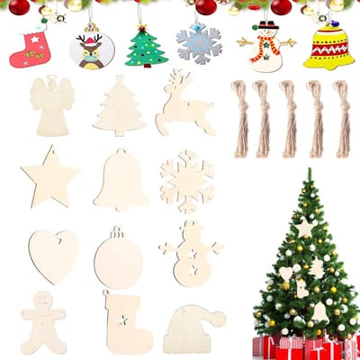 Dailygoody - Houten Hangers - Kerstboomhangers - Creatieve Doe-Het-Zelf Decoratie - 86 Stuks - Kerstversiering - Perfect voor Kerstmis