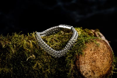 Donley Woven Bracelet - Geweven schakelarmband heren - 21 cm - Zilver - Cubaanse armband - Sieraad cadeau voor mannen