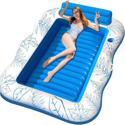 Opblaasbaar Ligbed - Watermat Vlot - Ontspannen Waterpret - Comfortabele Hoofdsteun - Tot 220cm - Blauw