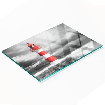Multifunctionele decoratieve glazen snijplank voor de keuken, vuurtoren, 80x52 cm