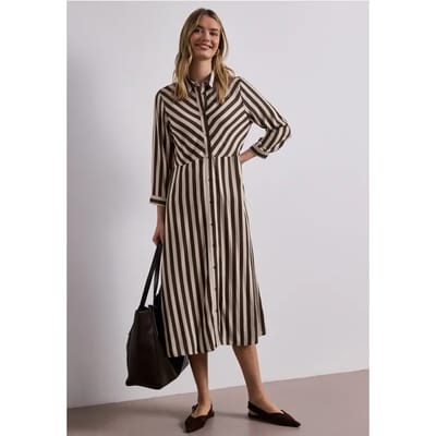 Midi-jurk met doorlopende knoopsluiting