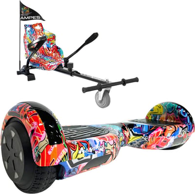 Ampes Hoverboard - Bluetooth Speaker - 24V 4.0 Ah Accu - Oxboard - 12 km/h - UL2272 Gecertificeerd - LED Verlichting - Anti lek banden - Belastbaar tot 120KG - 6.5 Inch - Inclusief Draagtas - 700W - Graffiti + Hoverkart Graffiti