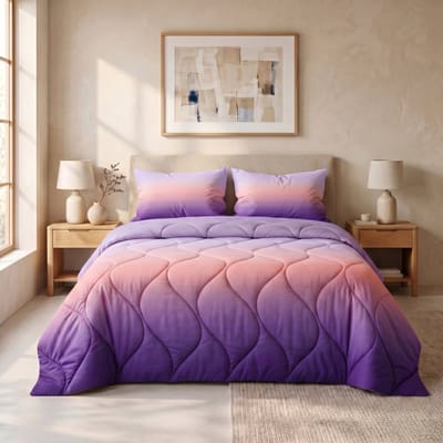 Sleep Comfy - Gradient Zomer Dekbed - 140x200 cm - Paars - met 1 Kussensloop 60x70 cm - Dekbed Zonder Overtrek - Lichtgewicht & Ademend - Anti-Allergie - Geschikt voor Thuis, Camping & Caravan