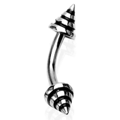 Piercing curved strepen 1.2x8x4 - zwart - LMPiercings