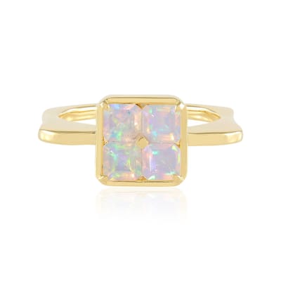 Cavill - Verstelbare Ring 925 Sterling Zilver Verguld - 4 AAA Welo Opalen 0,72 ct - Achthoekig Trapgeslepen Edelsteen - Kleurrijk