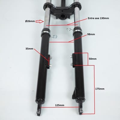 RSM-voorvork voor Peugeot 50 103 SP bromfiets, diameter 26 mm / zwart, nieuw