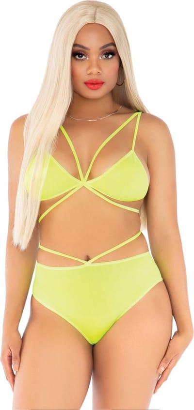 Set beha en Braziliaanse slip met bandjes voor dames Leg Avenue