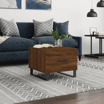 vidaXL - Salontafel - 50x50x40 - cm - bewerkt - hout - bruin - eikenkleur