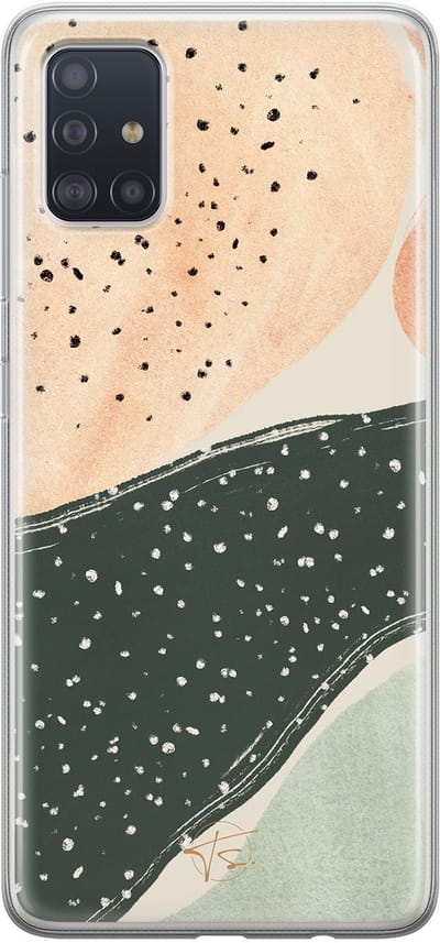 Hoesje geschikt voor Samsung Galaxy A51 - Abstract peach - Soft Case - TPU - Print - Multi - Mooie Telefoonhoesjes