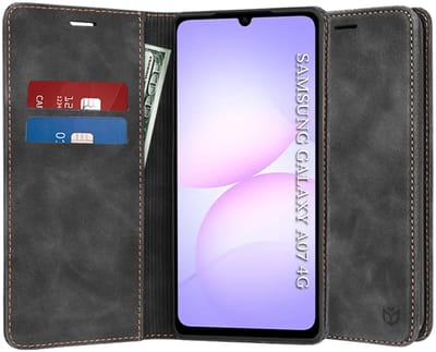 Hoesje geschikt voor Samsung Galaxy A07 4G - Techsuit Confy Book Wallet Case - Zwart